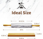 Marble Rolling Pin 18 Inch with Stand Heavy Duty, Weighted Baking Roller Pin for Making Pizza and Dough, Flour Tortillas, Pastry, Non-Stick Rolling Pin Stable and Anti-Slip, Dishwasher Safe