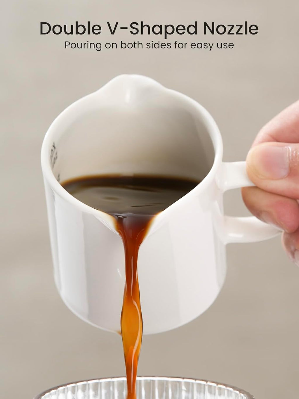 Espresso Cups, 5 OZ Ceramic Double Spouts Cups, Espresso Shot Cup with Handle and Measuring, Small Coffee Mugs Accessories for Espresso Machine Set Suitable for Milk Syrup