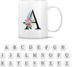 Retreez Initial A-Z Floral Botanical Bouquet Alphabet Monogrammed Monogram Mug 11 Oz Ceramic Tea Coffee Mugs - Appreciation Thank You Wedding Birthday Gifts for her friend coworker sister - A Initial