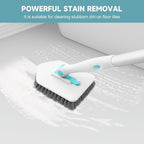 nacena Shower Scrubber with Long Handle, 3 in 1 Tile Tub Scrubber Brush with 3 Detachable Cleaning Heads Adjustable Handle Shower Cleaner Brush for Bathroom, Kitchen, Toilet, Wall, Sink, Blue White