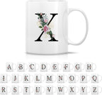 Retreez Initial A-Z Floral Botanical Bouquet Alphabet Monogrammed Monogram Mug 11 Oz Ceramic Tea Coffee Mugs - Appreciation Thank You Wedding Birthday Gifts for her friend coworker sister - X Initial