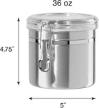 Oggi 36-Ounce Stainless Steel Canister with Clear Acrylic Lid and Locking Clamp