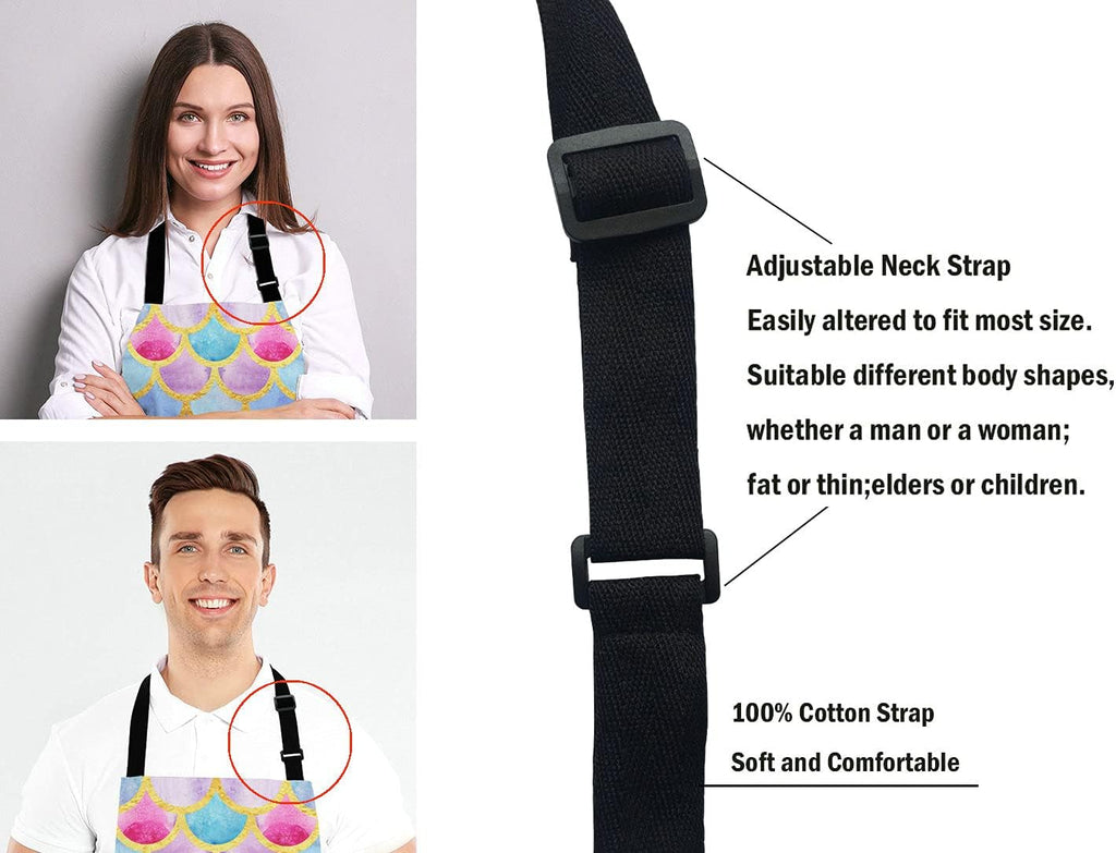 Mermaid scales Kitchen Cooking BBQ Chef Apron, Watercolor fish scales Apron for Men, Women - Dad Gifts, Gifts for Men - Birthday, Mothers Day Gifts for Mom, Wife, Husband, Brother, Friends