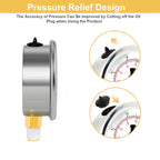 Glycerin Filled Pressure Gauge 1/4 NPT 100psi/7bar, Stainless Steel Case, Brass Inside Construction, 2-1/2" dial, 1/4" NPT Lower Connection with Pre-Wrapped Teflon Tape