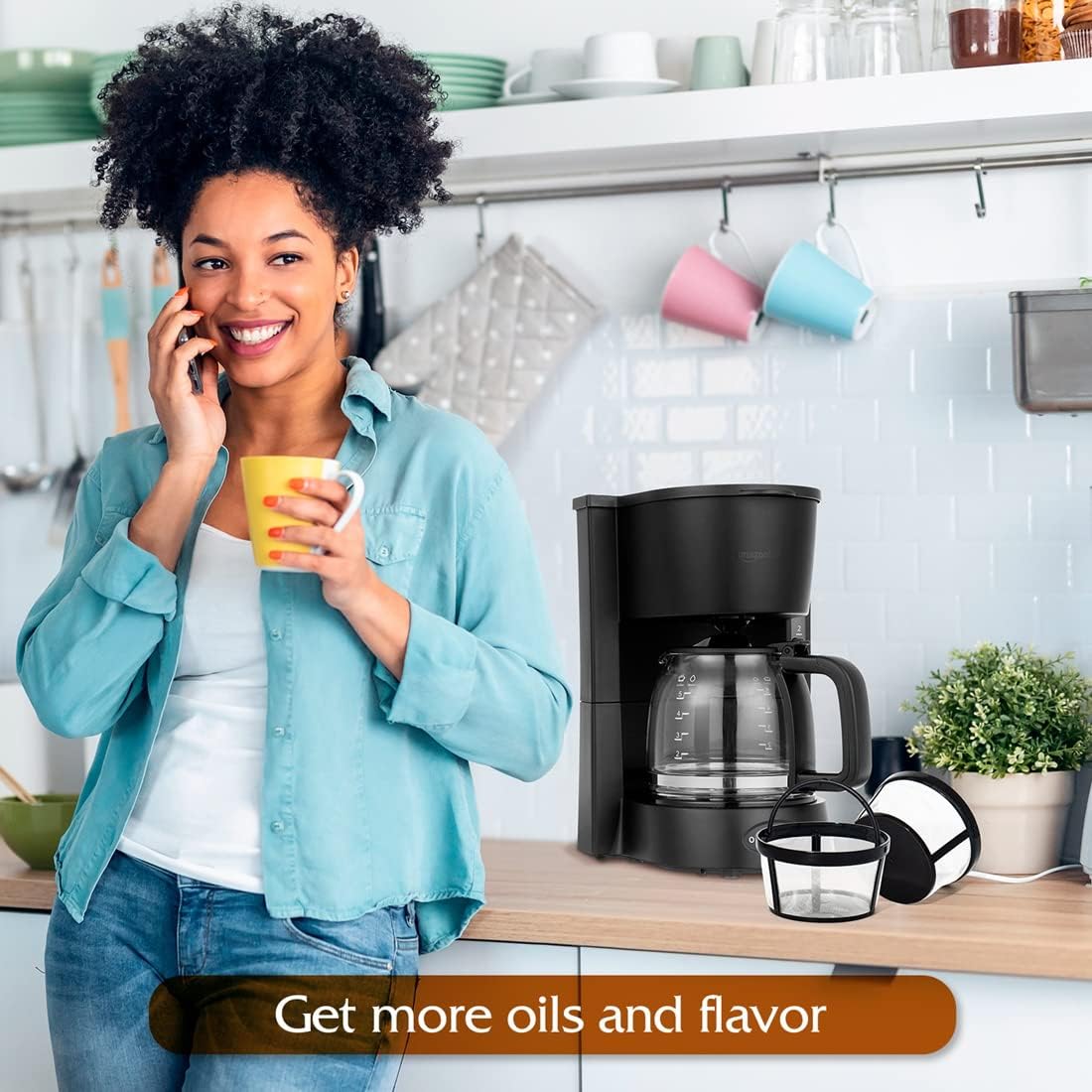 Replacement 4 Packs Reusable Coffee Filters For Mr. Coffee 4-5 Cup Drip Coffeemakers-Nylon Mesh With Handle