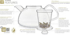 Teabloom Innovative Filtered Borosilicate Glass Teapot With Microdot Whole Leaf Tea Glass Infuser, 40 ounces – A Pure & Immersive Tea Experience – Tea Purist's Choice