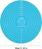 Silicone Baking Mat Cake Mat Silicone Cake Mat Silicone Baking Mat with Measurements for CakeTurntable Stand Non-Stick Heat Resistant Pastry Baking Sheet -Blue