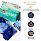 Herbs & Kettles Lavish Blue Tea Boba Kit | Butterfly Pea Flower Tea with Green Tea, Lemongrass, Ginger & Mint + Chewy Tapioca Pearls | DIY Color-Changing Bubble Tea Kit with Reusable Straws |