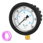 0-300PSI Stainless Steel Liquid Filled Pressure Gauge, 2.5" Dial Size, 1/4" NPT Lower Mount, with Rubber Protective Sleeve, for Tube, Water Pump, Gas, Liquid, Pressure Test