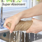 HOMEXCEL Waffle Weave Microfiber Cleaning Cloth, 6 Pack Highly Absorbent Cleaning Rag for Household, Reusable Kitchen Towels, Scratch-Free Barista Towels, 12 x 12 Inches, Brown