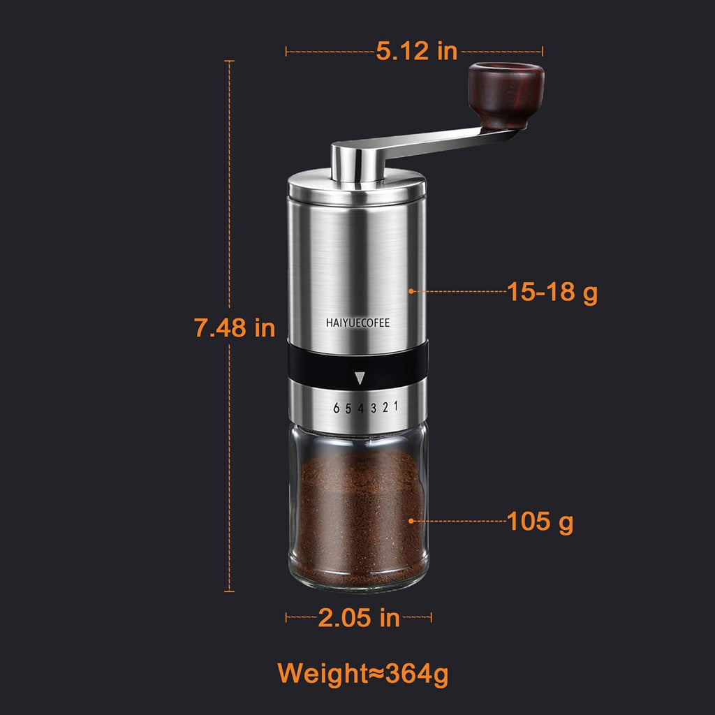 Manual Coffee Grinder with 6 Adjustable Coarseness Settings, Hand Crank Coffee Mill with Ceramic Burr for Espresso Beans, French Press, Pour Over, Drip Coffee – Rustproof, Non-Dulling