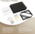 DINZI LVJ Deep Floating Shelves, 16" W x 12" D Wall Shelves Set of 2, Wide Display Shelf Mounted with Brackets, Easy-to-Install Wall Bookshelf for Living Room, Bathroom, Bedroom, Espresso