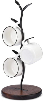 ALLCENER Mug Holder, Countertop Mug Tree, Coffee Mugs & Tea Cup Storage Rack, Coffee Counter Bar Accessory & Kitchen Organizer, Black (single row)