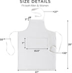 RAJRANG 100% Cotton Cooking Apron with 3 Pockets Kitchen Chef BBQ Adjustable Bib Aprons for Women Men