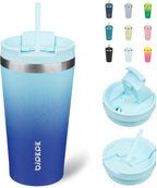 BJPKPK 18oz Insulated Tumbler With lid And Straw Stainless Steel Tumblers Travel Coffee Mug Reusable Thermal Cup,Sky