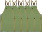 5 Pack Kitchen Apron, Work Apron, Canvas, Multiple Pockets, Gardening, Painting, BBQ, Artist, Carpenter, Sizes M to XXL, Olive