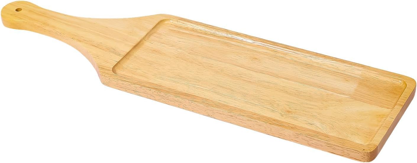 Premium Rubberwood Charcuterie Board with Handle – Durable Wooden Serving Platter for Cheese, Meat, and Appetizers – Perfect for Entertaining, Parties, and Gifts