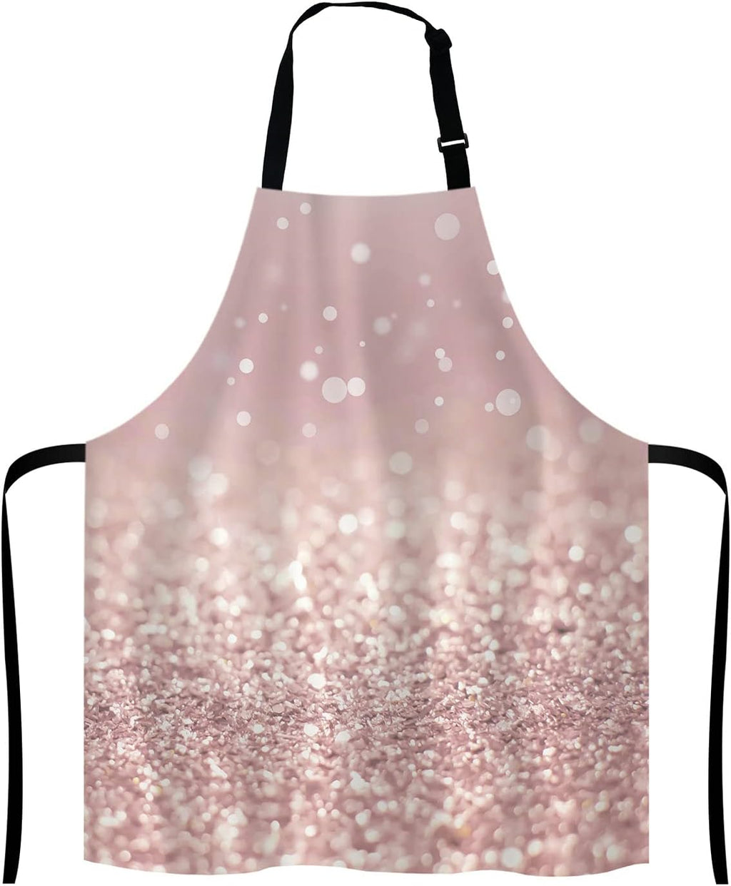 Rose Gold Rainbow Glitter Bib Apron with Adjustable Neck for Men Women,Suitable for Home Kitchen Cooking Waitress Chef Grill Bistro Baking BBQ Apron