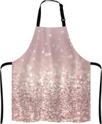 Rose Gold Rainbow Glitter Bib Apron with Adjustable Neck for Men Women,Suitable for Home Kitchen Cooking Waitress Chef Grill Bistro Baking BBQ Apron