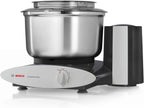Bosch Universal Plus Stand Mixer with Stainless Steel Bowl with NutriMill Dough Hook Extender Bundle- Black 500 Watt