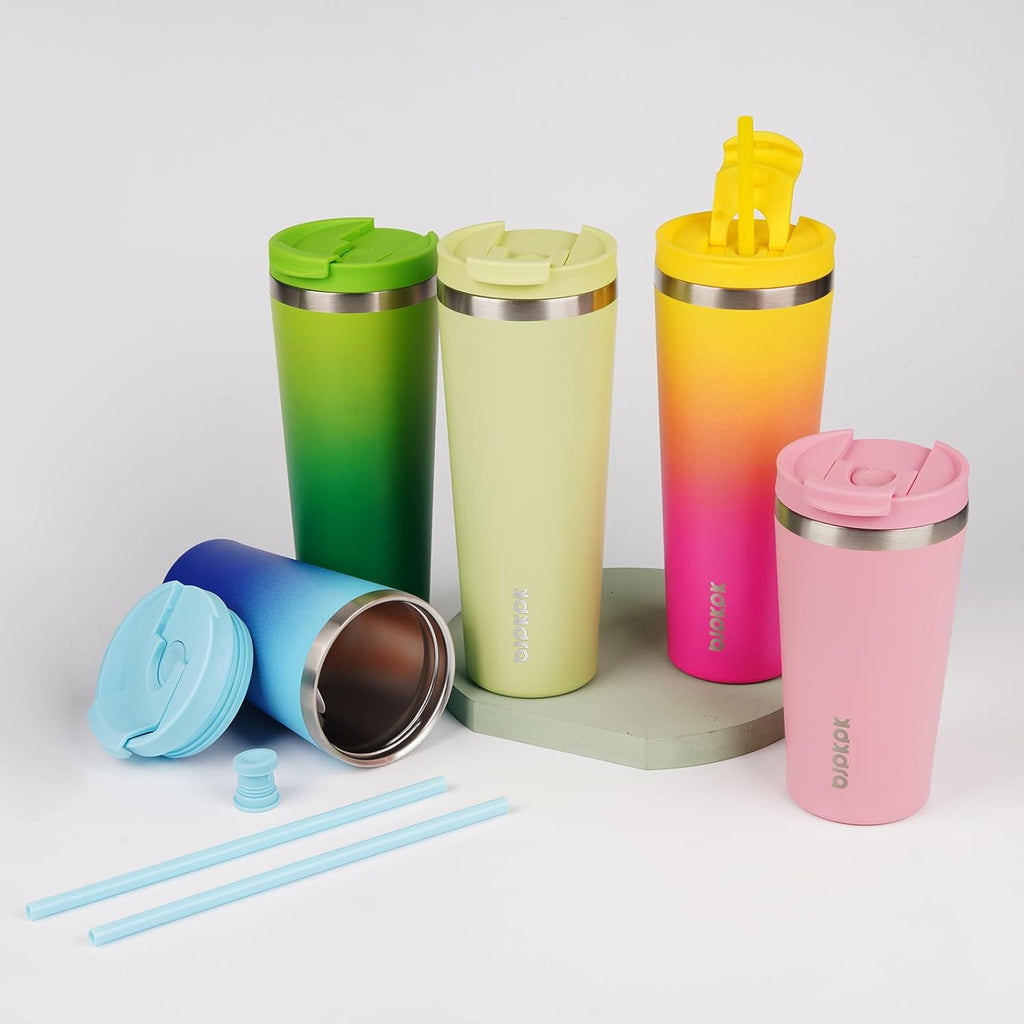 BJPKPK 22oz Tumbler With lid And Straw Stainless Steel Travel Coffee Mug Insulated Tumblers Cups,Light Pink