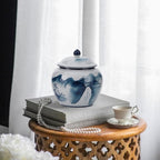 5 inches Ginger jar Lid- blue mountain decorative Ceramic Ginger jar vase with Lid， chinoiserie gift small jars for Home decor/jewelry/Tea/coffee beans/Storage
