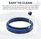Professional 4 Inch Silicone Egg Ring, Pancake Mold Egg for Breakfast Sandwiches, Omelets and More, Nonstick Mold Ring, Round Blue (Pack of 2), Free e-Book by Abam (Blue & Red)