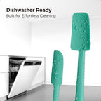 Kitchen Mama WaltzGrip Platinum Silicone Jar and Can Spatula Utensil Set: Heat-Resistant, Nonstick Scraper, Scooping, Perfect for Smoothies, Jam, Cream, Peanut Butter, Dishwasher Cooking Gadget (Teal)