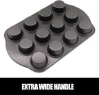 12+24 Muffin Pan Set (2 Pack) - Nonstick Cupcake Tins Dark Gray | Heavy Duty Carbon Steel, Rustproof, Oven Safe Baking Gift