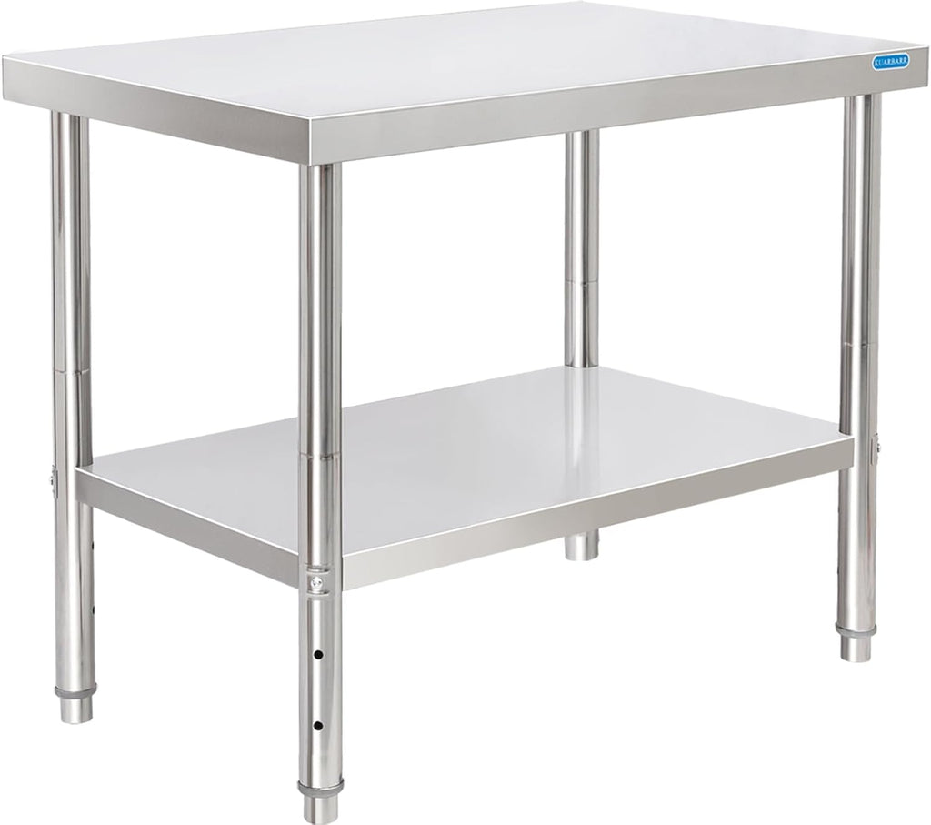 Stainless Steel Table for Prep & Work with Undershelf 24 x 36 Inches NSF Metal Commercial Kitchen Prep Table with Adjustable Under Shelf Worktable for Restaurant Home Outdoor