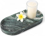 Koville Green Marble Tray for Bathroom Countertop, 10"x5" Natural Marble Vanity Tray Perfume Trays for Dresser, Stone Jewelry Dish Candle Holder for Home Decor, Stone Catchall Trays