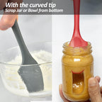 Silicone Mini Spatulas, Curved Small Spatula with Shallow Bowl for Kitchen, Seamless Jar Scraper for Cooking Baking, Wet Pet Food Spatula, 8.2 IN, 4 Pack