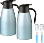 70 oz Thermal Coffee Carafe, Updated 2 PCS Insulated Stainless Steel Coffee Carafes for Keeping Hot Coffee & Water Hot Beverage-12Hours, Double Walled Vacuum Coffee Carafe（Blue+Blue)