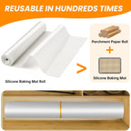 Cut to Size Silicone Baking Mat Roll, Food Grade Heat Resistant Silicone Baking Sheet, Silicone Liner for Baking, Reusable Freeze Dryer Mat Refrigerator Liners, No Slip Countertop Protector Mat