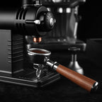 58mm Espresso Double Spouts Portafilter with 2 Ear | Fits E61 | Flair/Rocket/Sanremo/Expobar etc. | Stainless Steel Basket and Walnut Handle | Espresso Accessories