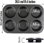 2 Packs Nonstick Round Muffin Baking Pan Tin, 6-Cup Muffin Tin, Cupcake Pans, Cheesecake Pans, Carbon Steel, Black