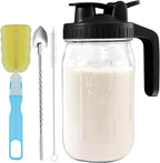 Glass Mason Jar Pitcher - 32oz with Pour Spout Lid, Airtight Seal - Ideal for Cold Brew Coffee, Juice, Lemonade, and More - Premium Glass Jug for Beverages and Sun Tea-Dark Cover