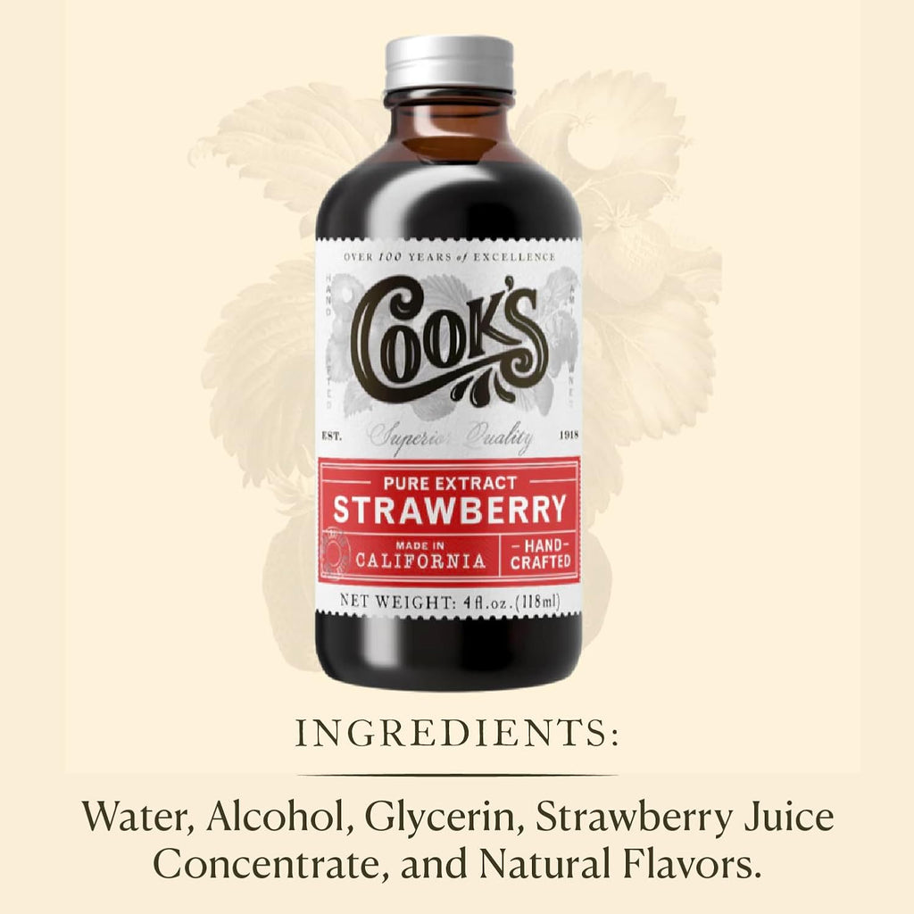 Cook's, Strawberry Extract for Baking, Preserves, Syrup, Cookies, Cakes, 16 oz