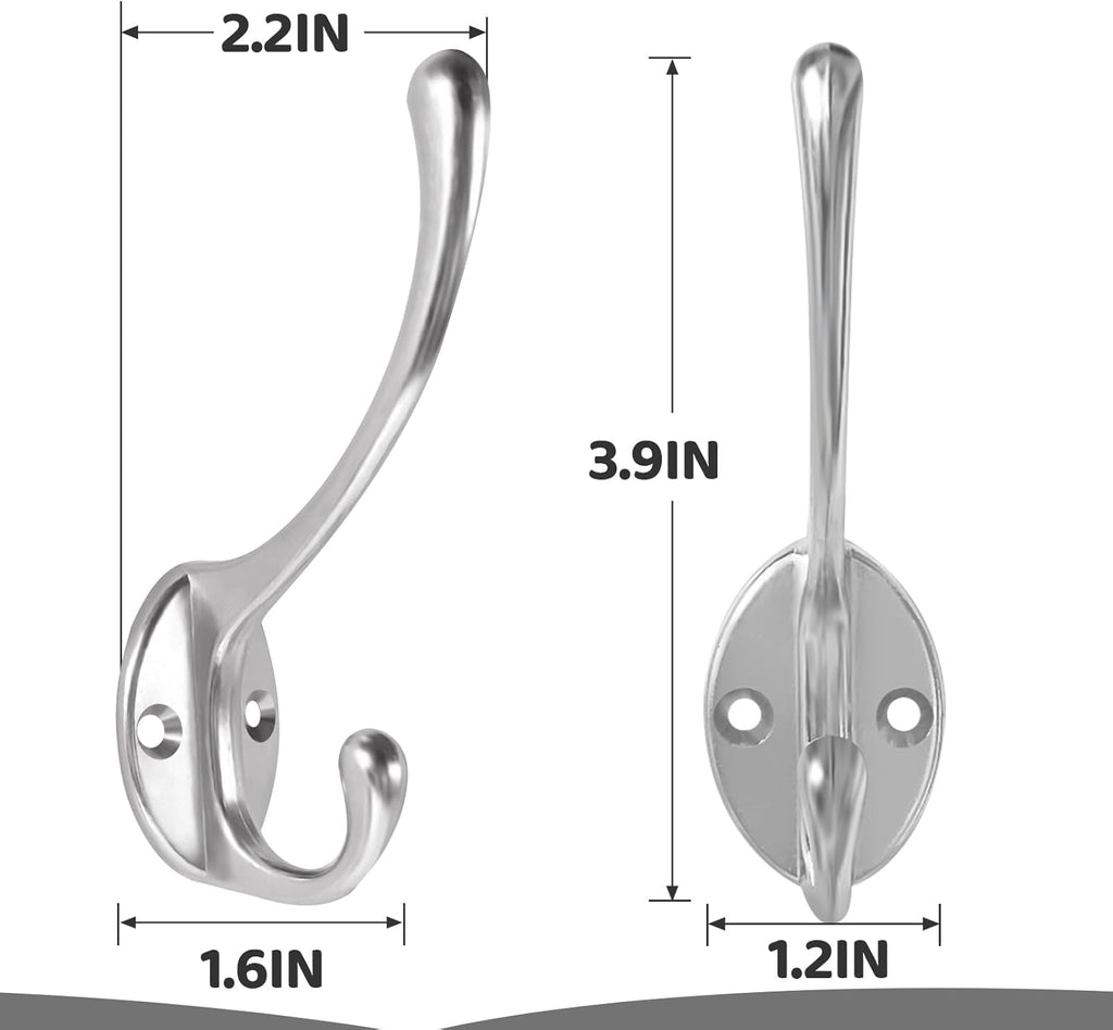 Wall Hooks for Hanging, 25-Pack Heavy Duty Metal Coat Hooks, for Living Room, Bathroom, Kitchen, Bedroom for Towel, Hat, Key, Closet, Bag (Silver)
