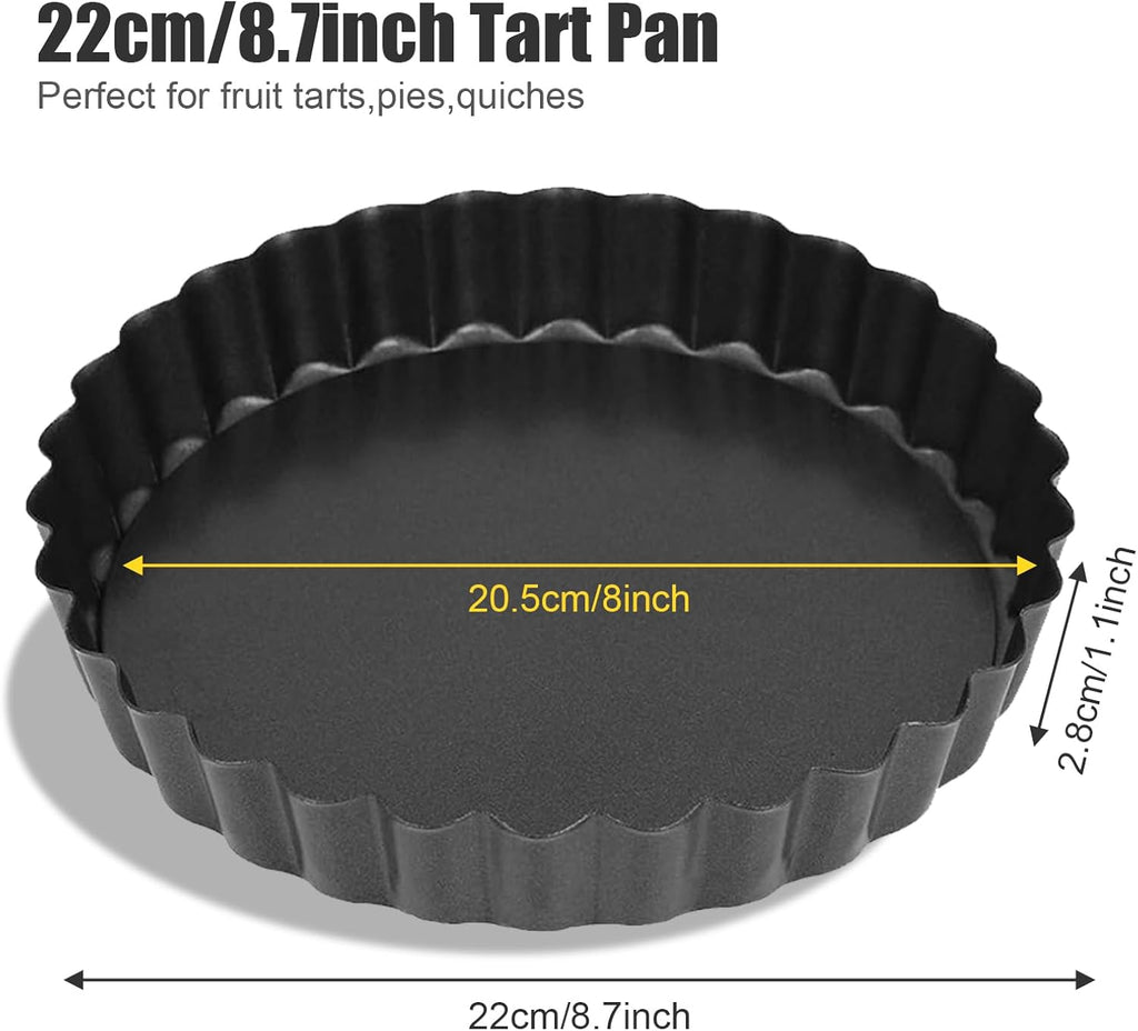 8 Inch Tart Pan Fluted Fruit Pie Pans With Removable Base Nonstick Coating Tarts Molds for Baking Supply For Pizza Tartlet Cake Quiche