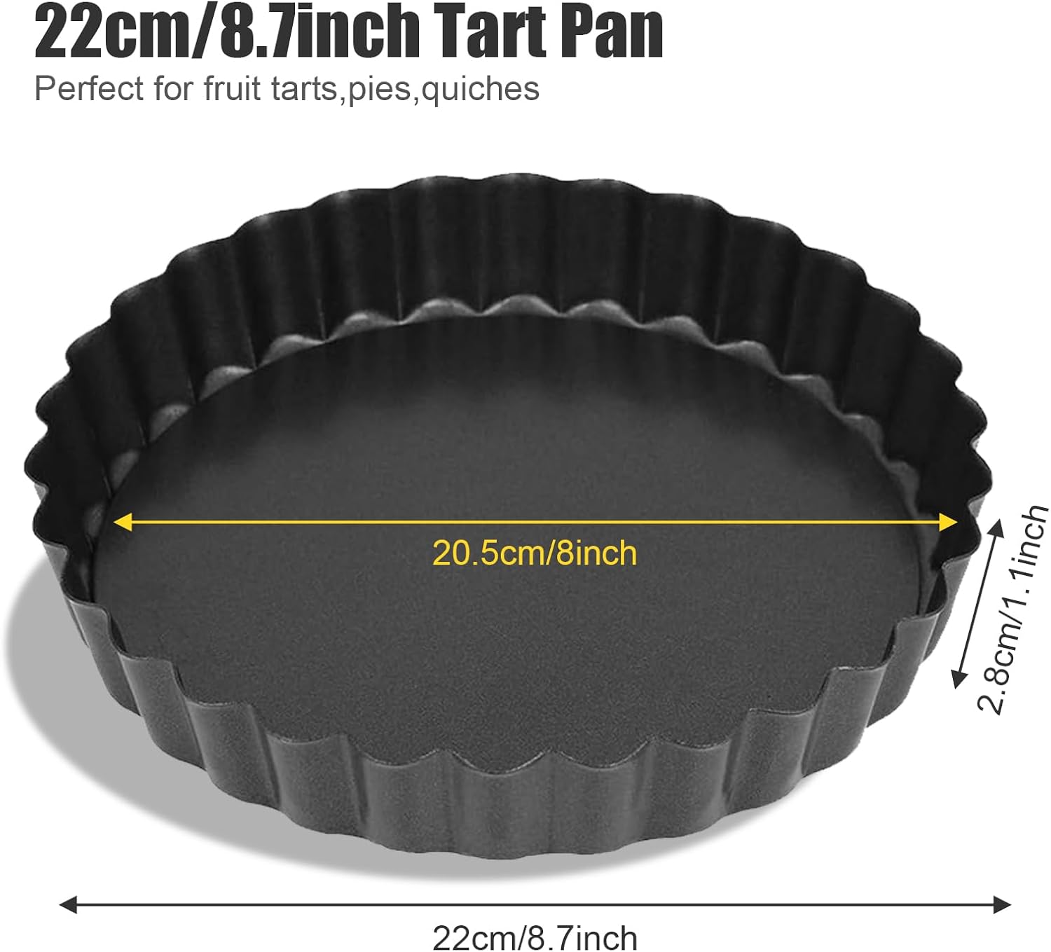 8 Inch Tart Pan Fluted Fruit Pie Pans With Removable Base Nonstick Coating Tarts Molds for Baking Supply For Pizza Tartlet Cake Quiche