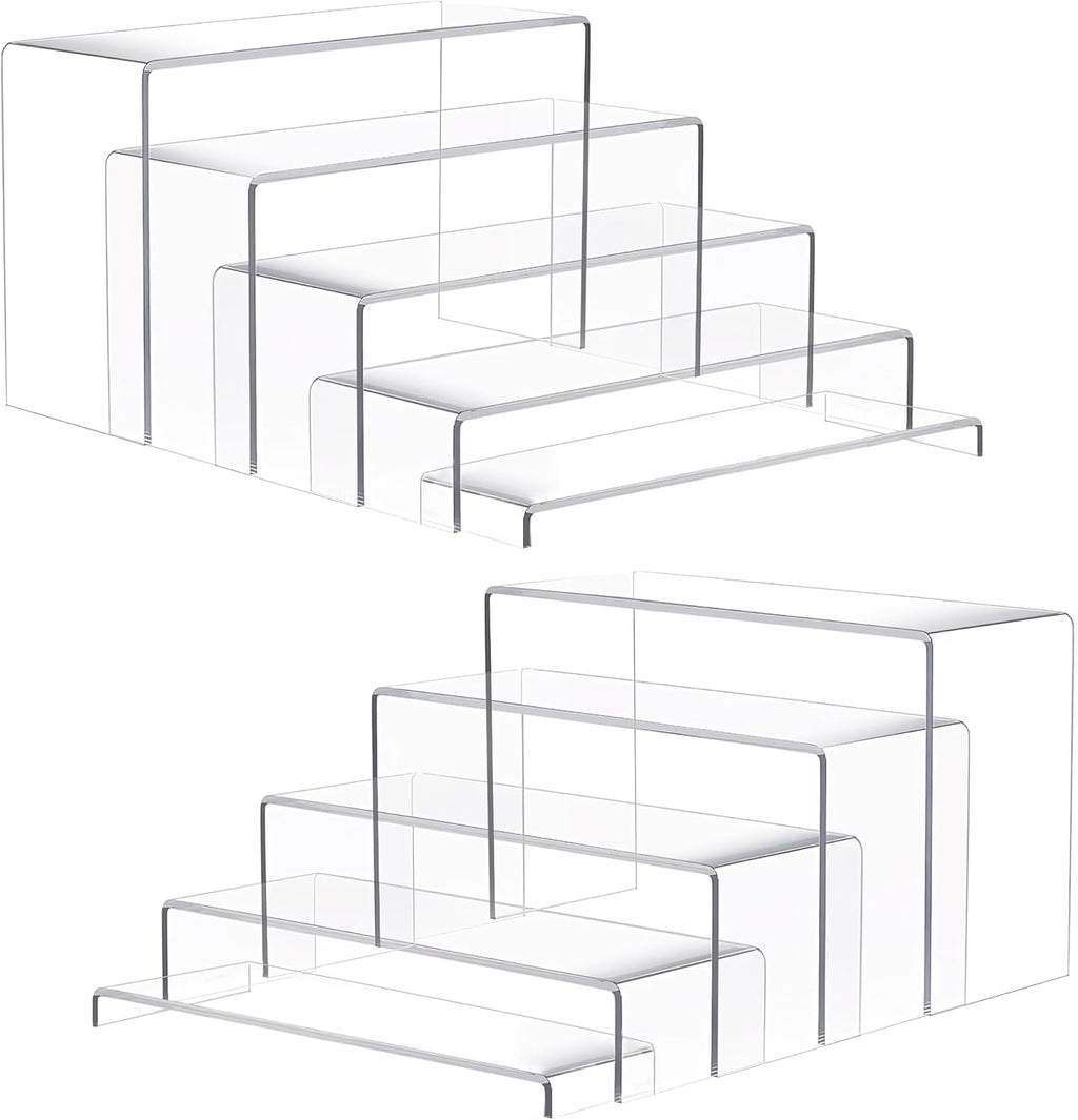 Goabroa Large Acrylic Display Risers, 2 Sets 10 Pcs Rectangular Clear Acrylic Display Stands for Funko Pop Figures, Cupcake Holder, Collection, Vendor Events