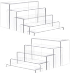 Goabroa Large Acrylic Display Risers, 2 Sets 10 Pcs Rectangular Clear Acrylic Display Stands for Funko Pop Figures, Cupcake Holder, Collection, Vendor Events