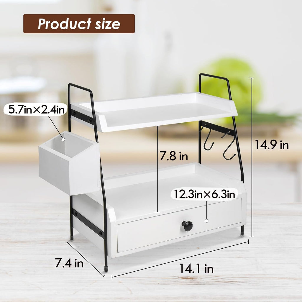 Coffee Bar Accessories and Organizer Countertop, Coffee Station Organizer Kitchen Counter Shelf Organizer, Coffee Condiment Storage, Cup Lid Holder Countertop Shelf for Bathroom