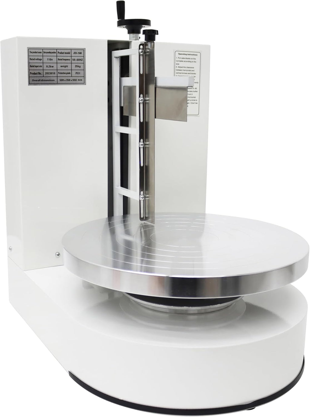 TECHTONGDA Cake Cream Spreading Frosting Icing Turntable Automatic Coating Machine with Graduated Scraper 60-320RPM Rotating Speed for 6-14inch Cakes White