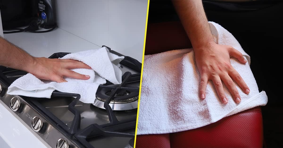 Avalon Towels Terry Bar Mop Towels (Value Pack of 72) Size 14"x17" – Absorbent and Durable, Multipurpose Cleaning Rags, Cotton Cleaning Cloths, Terry Cloth Rags, Reusable Shop Rag (White)