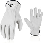 Vgo... 2-Pairs 32℉ or Above Lined Winter Cow Grain Leather Work and Driver Gloves (Size L, Cream, CA9501F)