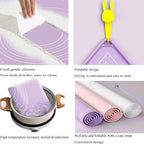 Silicone Pastry Mat 24"*16" Extra Thick Non Stick Baking Mat with Measurement Food Grade Silicone Rolling Dough Mat, Fondant, Pie Crust Mat, Kitchen Mat with Hang Holes, Raised Edge