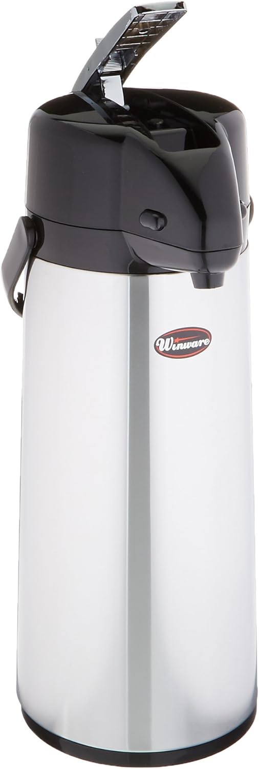 Winco Glass Lined Airpot, 2.5-Liter, Lever Top