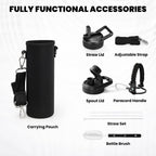 Insulated Water Bottle 24oz, Triple Wall Vacuum Stainless Steel (Cold for 48 Hrs, Hot for 24Hrs), Leak Proof & Non-BPA, 24oz Hydro Water Flask with Paracord Handle & Straw Spout Lids